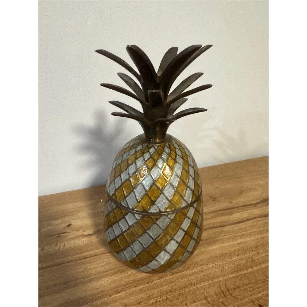 Mid Century Modern Pineapple Pina Colada Cup Jar With Lid Mosaic Retro Tiki MCM